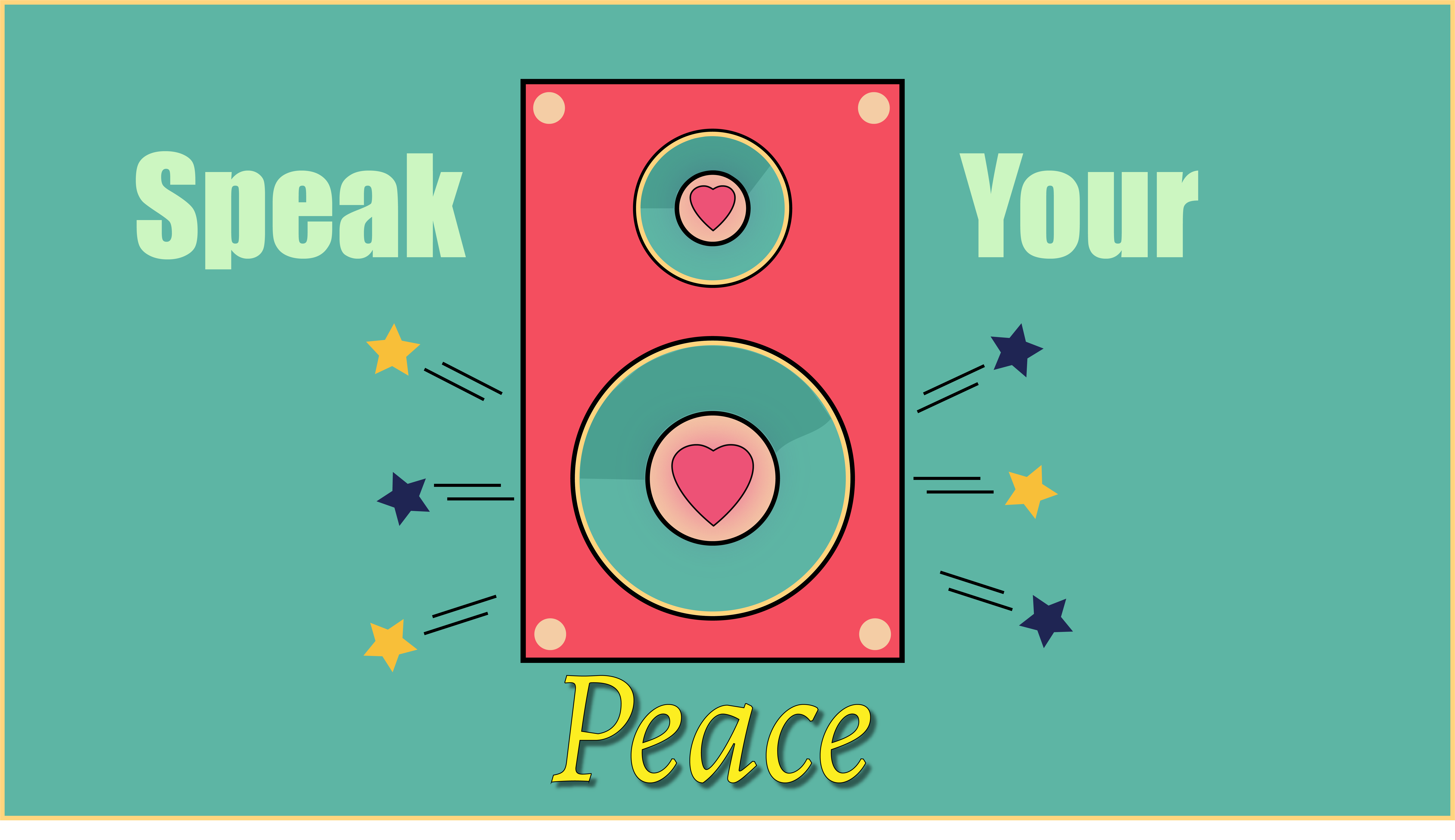 Speaker vector design with text that says speak your peace